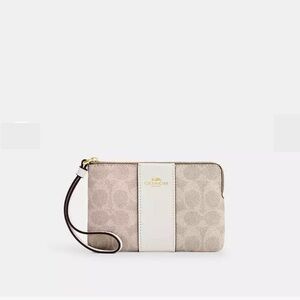 Coach Signature Canvas Corner Zip Wristlet